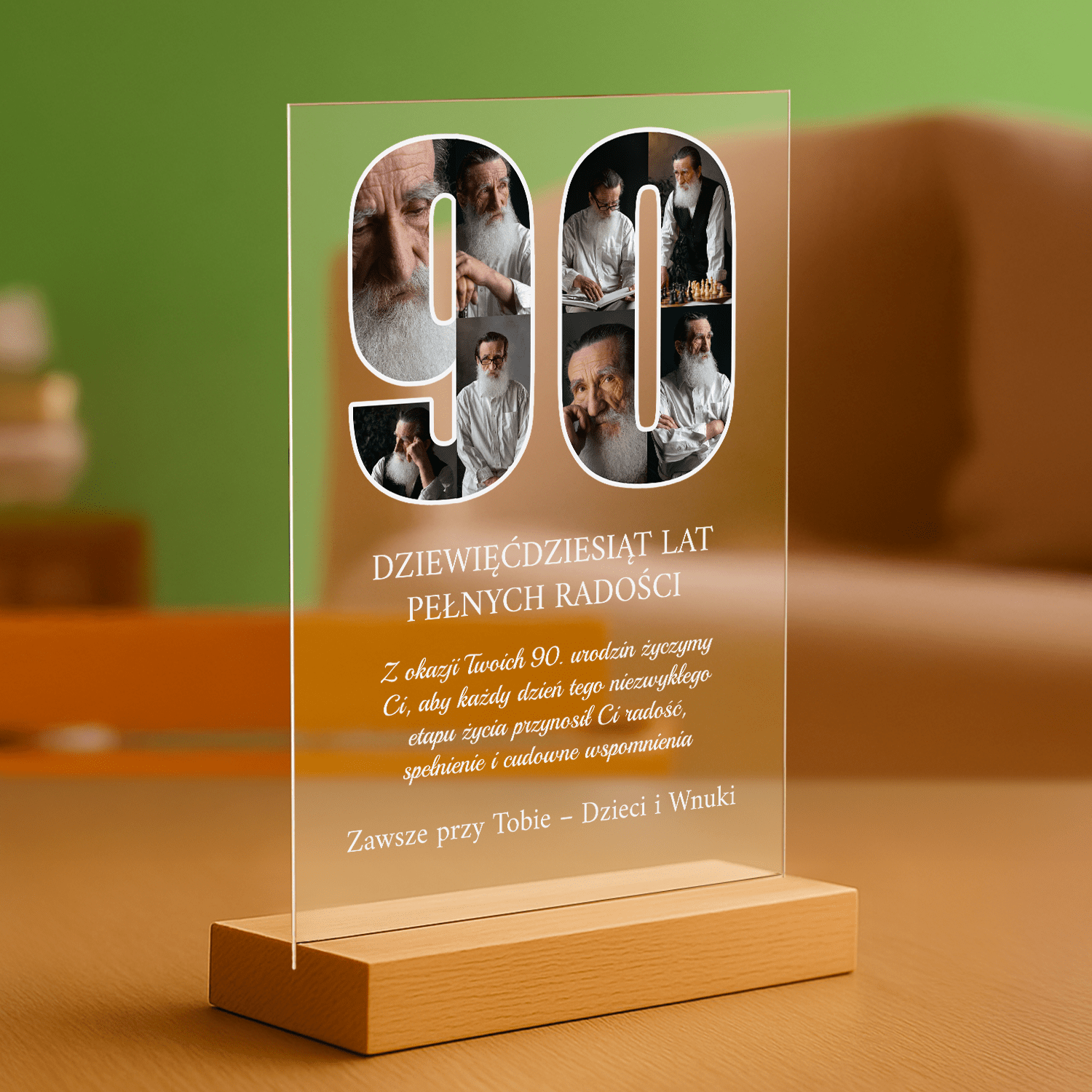 90 lat pełnych wspomnień - druk na szkle akrylowym dla dziadka - Emmygift.pl