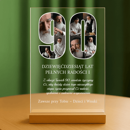 90 lat pełnych wspomnień - personalizowany druk na szkle dla dziadka - Emmygift.pl