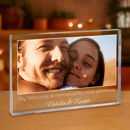 Zdjęcie z napisem + imiona - personalizowany druk na grubym szkle dla niego - Emmygift.pl