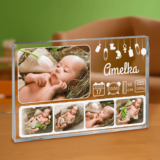 Metryczka narodzin - personalizowany druk na grubym szkle dla dziecka - Emmygift.pl
