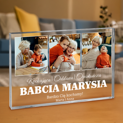 Bardzo Cię kochamy - personalizowany druk na grubym szkle dla babci