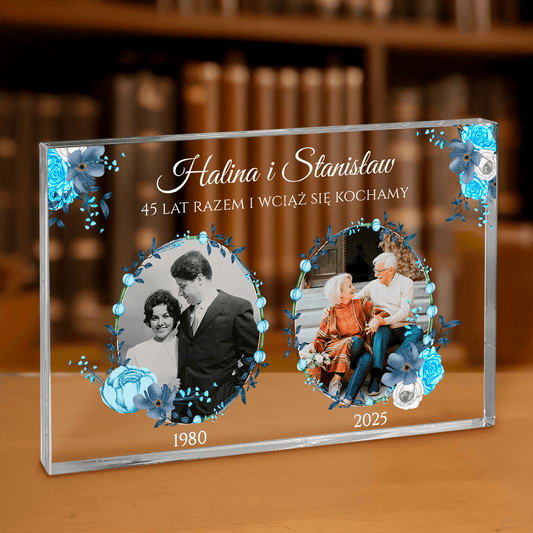45 lat razem - personalizowany druk na grubym szkle - Emmygift.pl