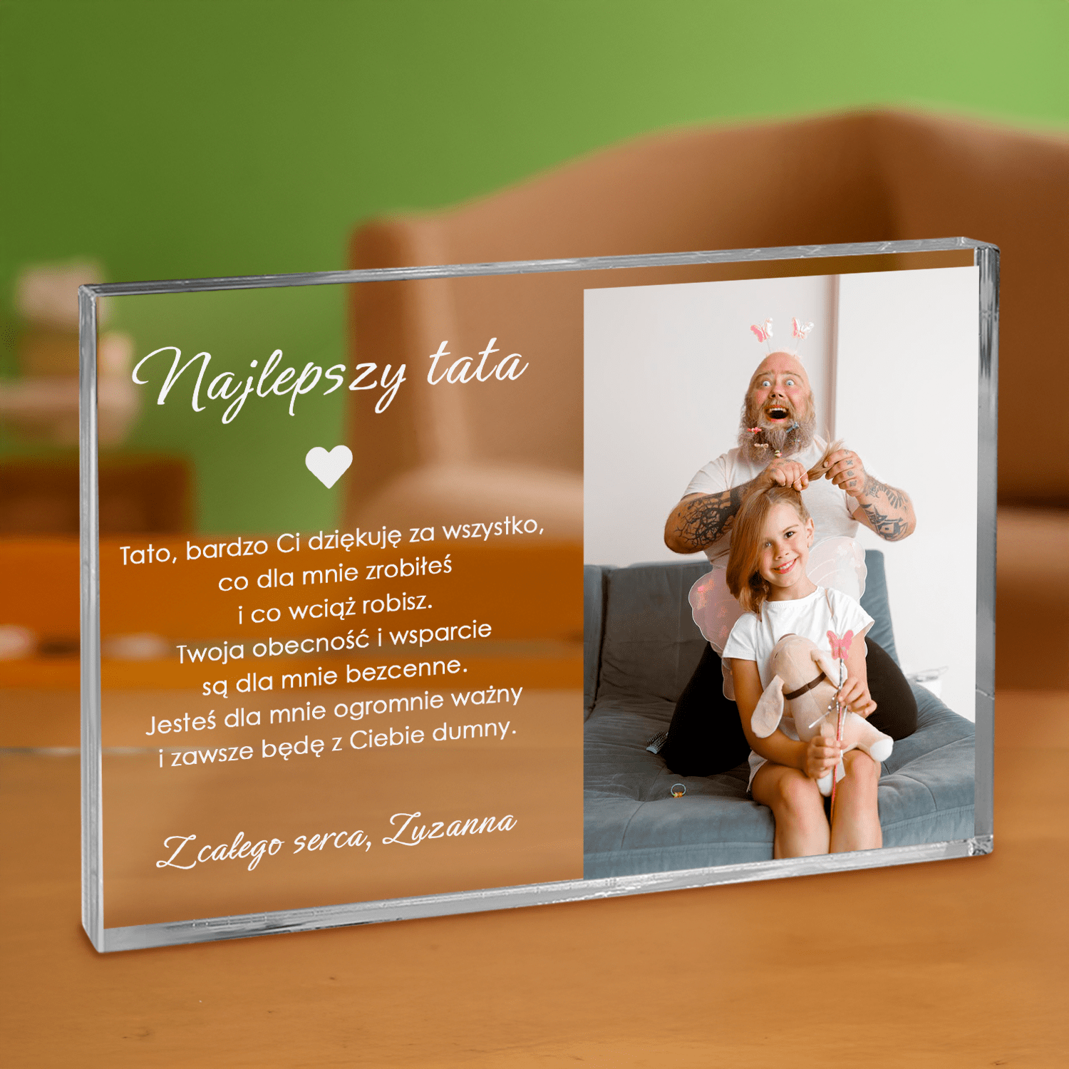 Zdjęcie + podziękowanie dla taty - personalizowany druk na grubym szkle dla taty - Emmygift.pl