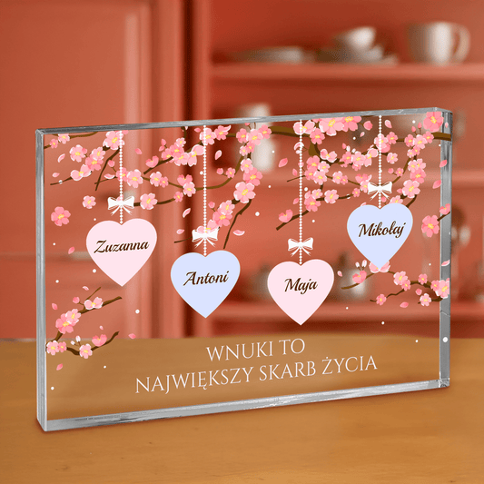 Wnuki to skarb życia - personalizowany druk na grubym szkle - Emmygift.pl