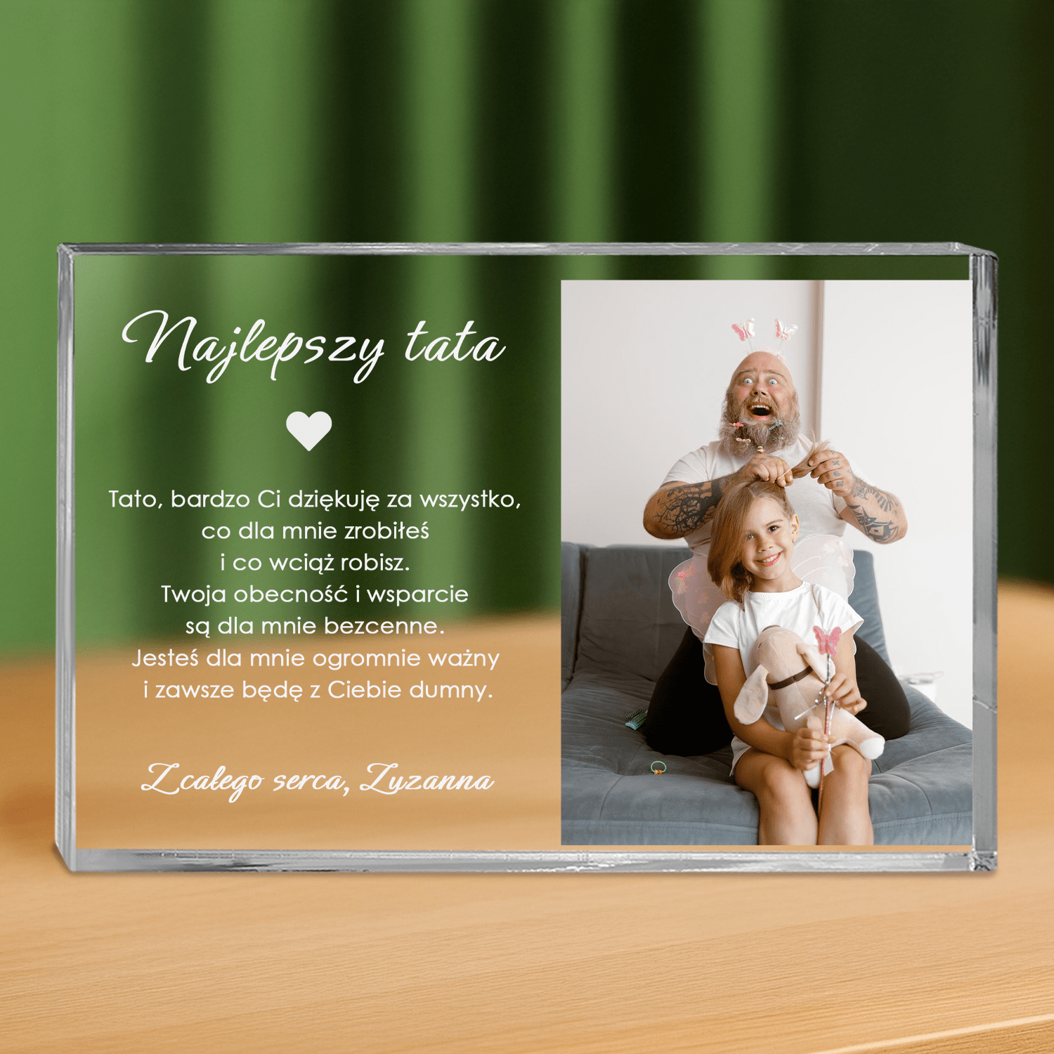 Zdjęcie + podziękowanie dla taty - personalizowany druk na grubym szkle dla taty - Emmygift.pl