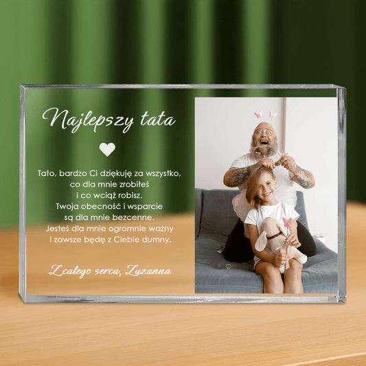 Zdjęcie + podziękowanie dla taty - personalizowany druk na grubym szkle dla taty - Emmygift.pl