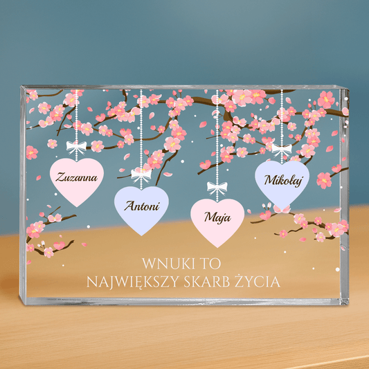 Wnuki to skarb życia - personalizowany druk na grubym szkle - Emmygift.pl
