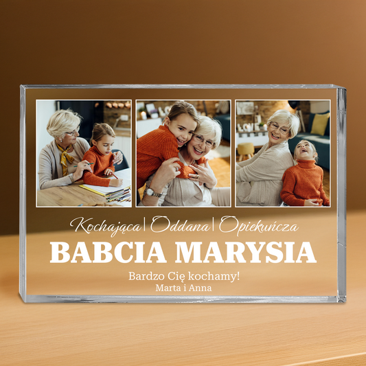 Bardzo Cię kochamy - personalizowany druk na grubym szkle dla babci
