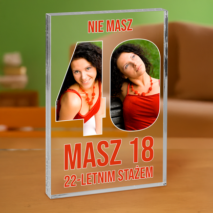 Twoje 40 urodziny - personalizowany druk na grubym szkle dla niej