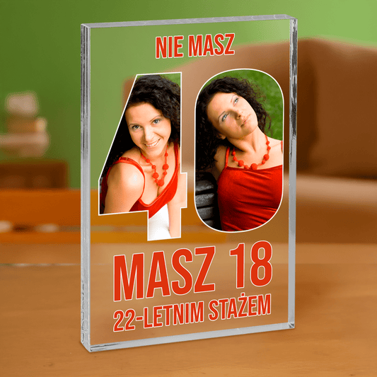 Twoje 40 urodziny - personalizowany druk na grubym szkle dla niej - Emmygift.pl