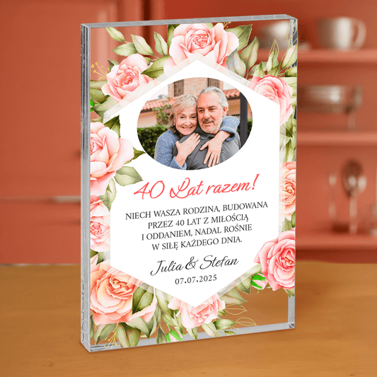 Wszystkie 40 lat razem - personalizowany druk na grubym szkle dla pary - Emmygift.pl