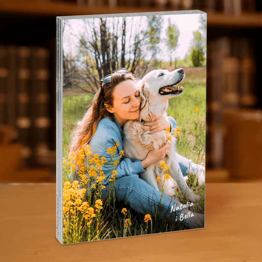 Zdjęcie z pupilem - personalizowany druk na grubym szkle dla miłośnika psów - Emmygift.pl