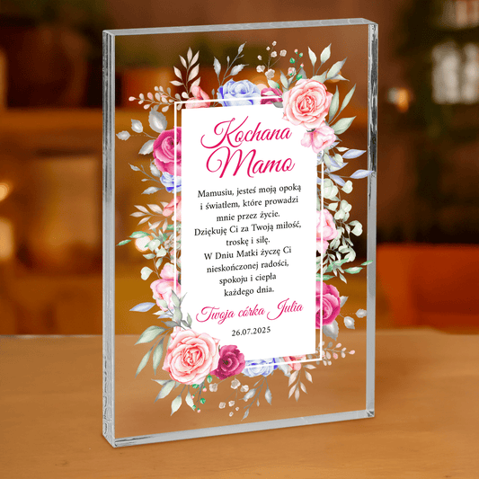 Kochana mamo - personalizowany druk na grubym szkle dla mamy - Emmygift.pl