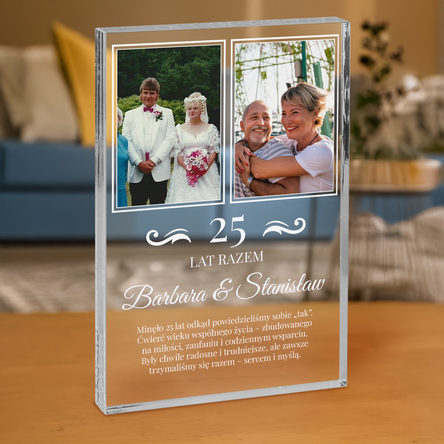 Razem przez 25 lat - personalizowany druk na grubym szkle