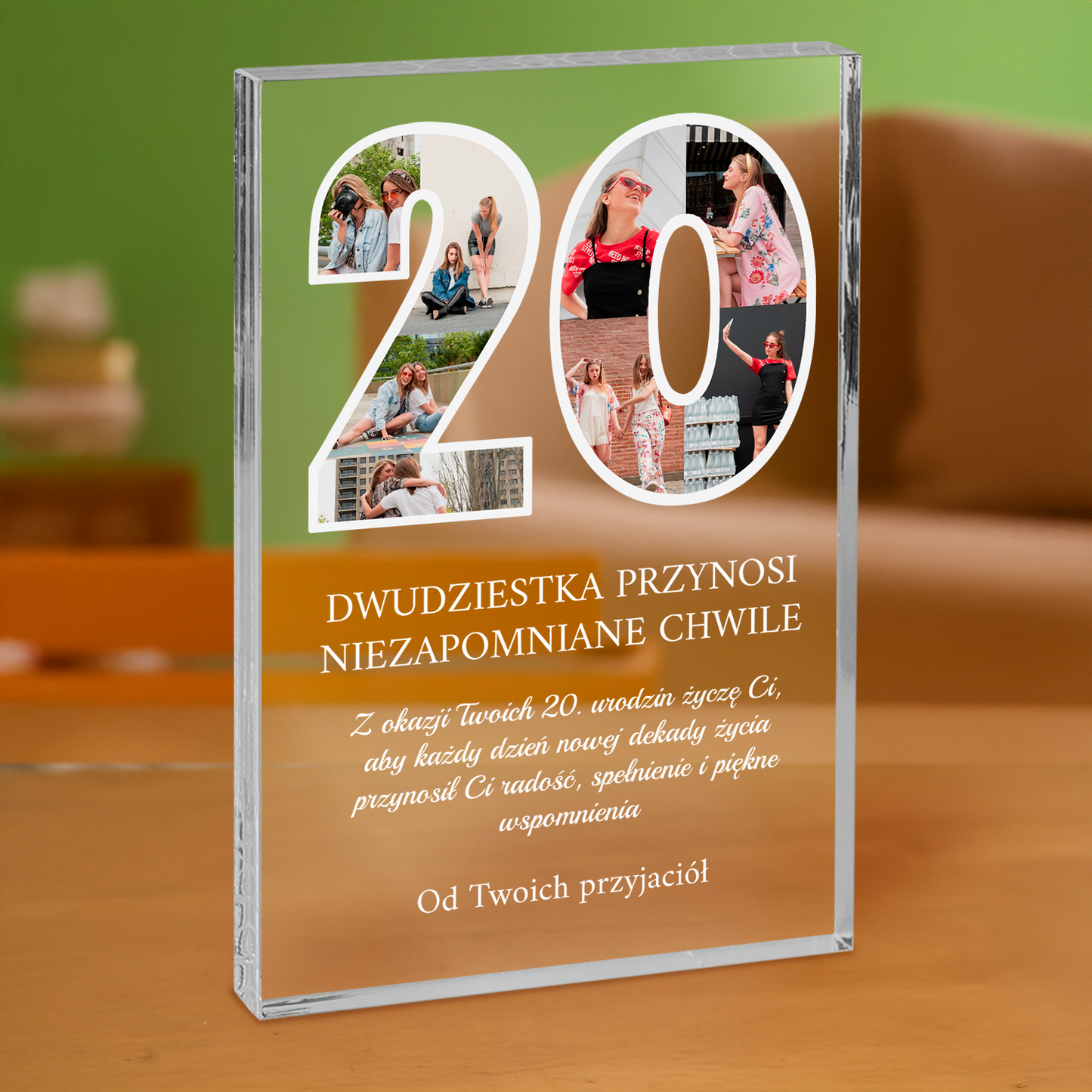 Dwudzieste urodziny - personalizowany druk na grubym szkle dla przyjaciółki
