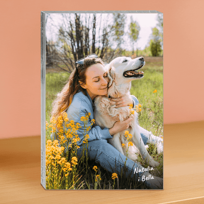 Zdjęcie z pupilem - personalizowany druk na grubym szkle dla miłośnika psów - Emmygift.pl