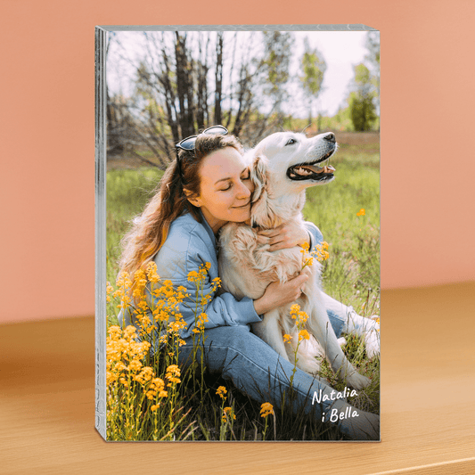 Zdjęcie z pupilem - personalizowany druk na grubym szkle dla miłośnika psów - Emmygift.pl