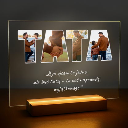 Fotokolaż Tata -druk na szkle akrylowym dla taty
