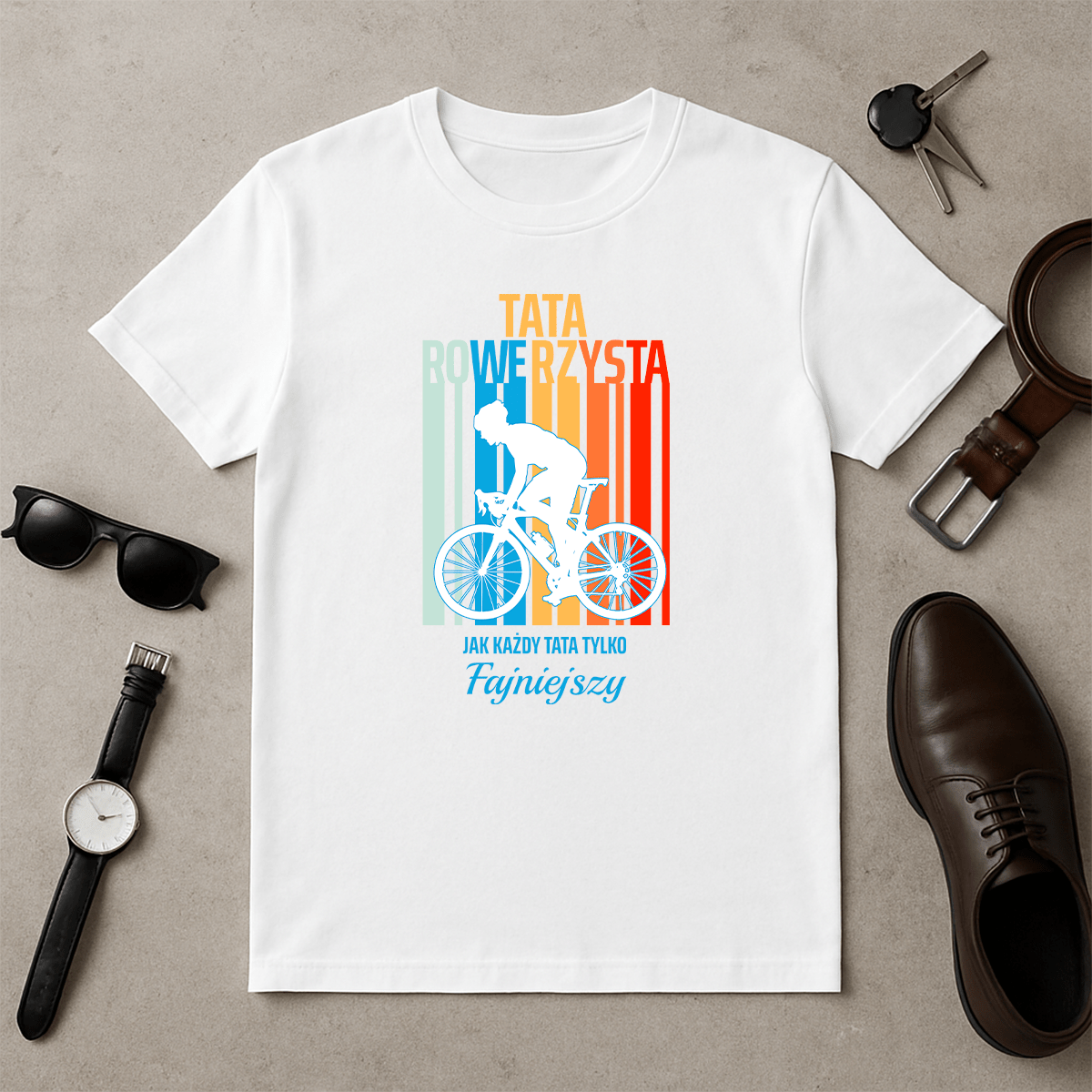 Tata rowerzysta - koszulka z nadrukiem dla taty - Emmygift.pl