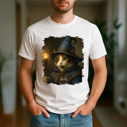 Czarodziejski kot - koszulka męska z nadrukiem dla miłośnika kotów