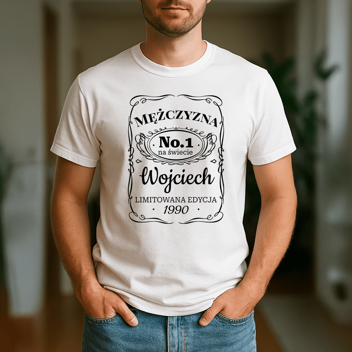 Mężczyzna No. 1 na świecie - koszulka z nadrukiem dla niego - Emmygift.pl