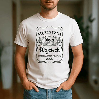 Mężczyzna No. 1 na świecie - koszulka z nadrukiem dla niego - Emmygift.pl