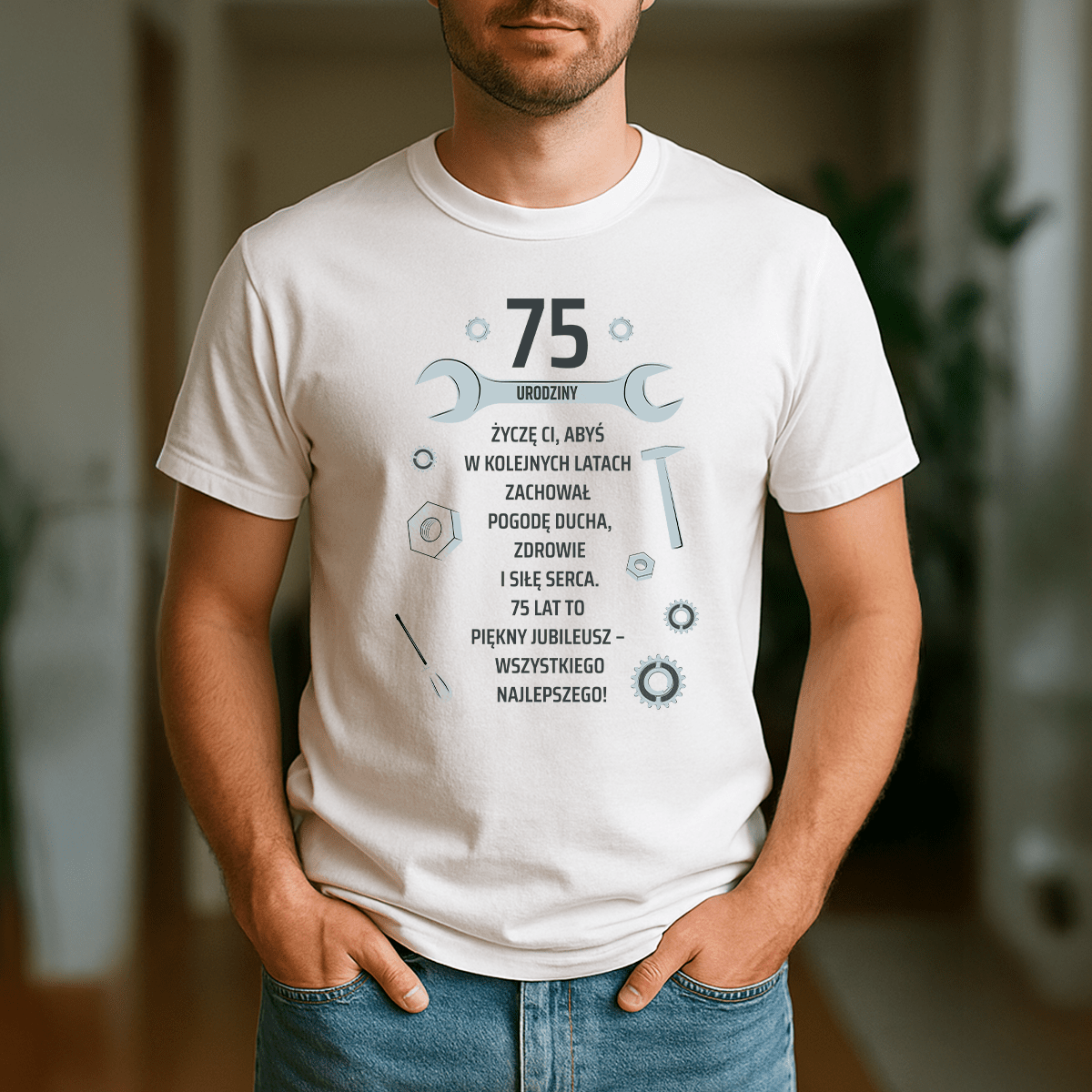 75 urodziny - koszulka z nadrukiem dla dziadka - Emmygift.pl