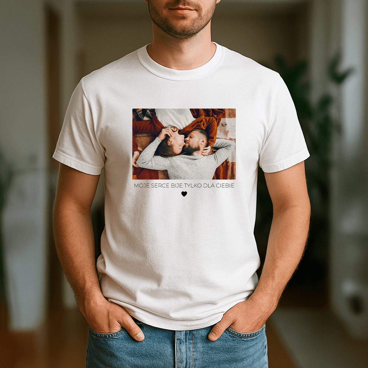Moje serce bije tylko dla Ciebie - koszulka z nadrukiem dla niego - Emmygift.pl