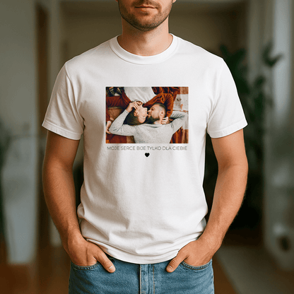 Moje serce bije tylko dla Ciebie - koszulka z nadrukiem dla niego - Emmygift.pl