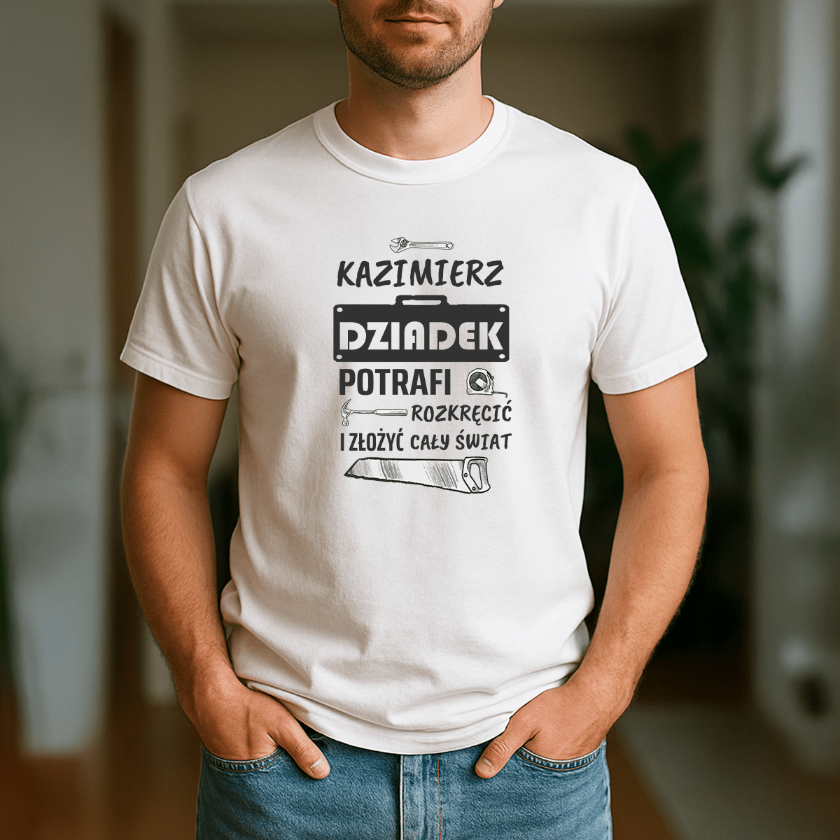 Dziadek potrafi - koszulka z nadrukiem dla dziadka - Emmygift.pl