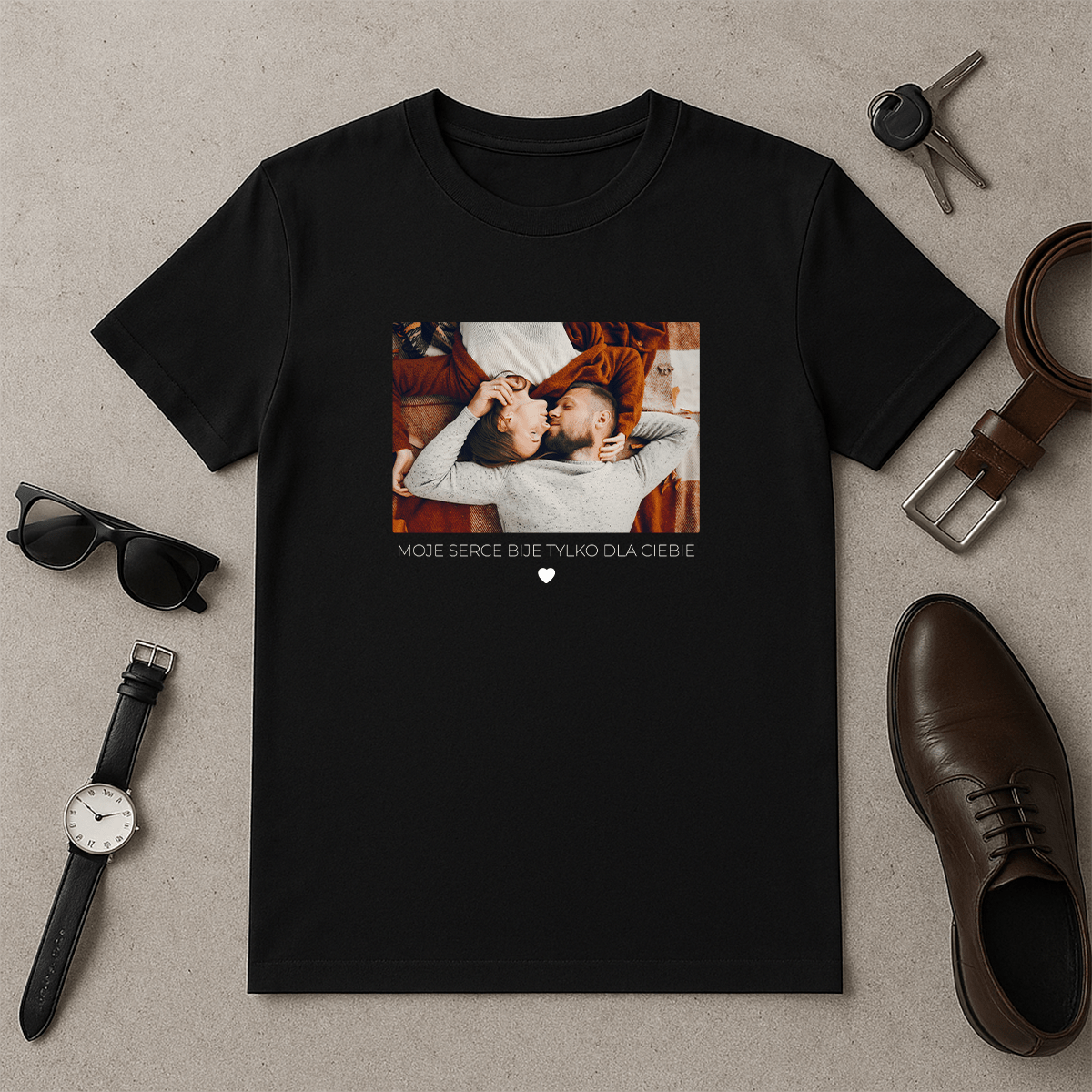 Moje serce bije tylko dla Ciebie - koszulka z nadrukiem dla niego - Emmygift.pl