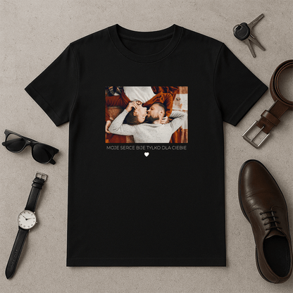 Moje serce bije tylko dla Ciebie - koszulka z nadrukiem dla niego - Emmygift.pl