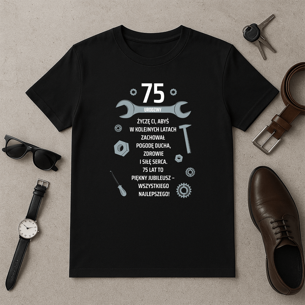 75 urodziny - koszulka z nadrukiem dla dziadka - Emmygift.pl