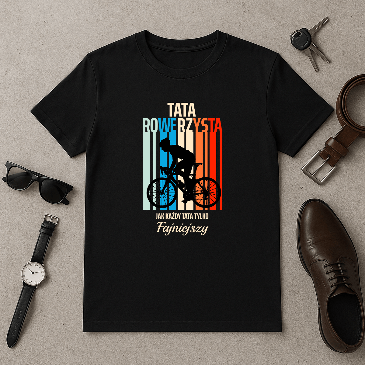 Tata rowerzysta - koszulka z nadrukiem dla taty - Emmygift.pl