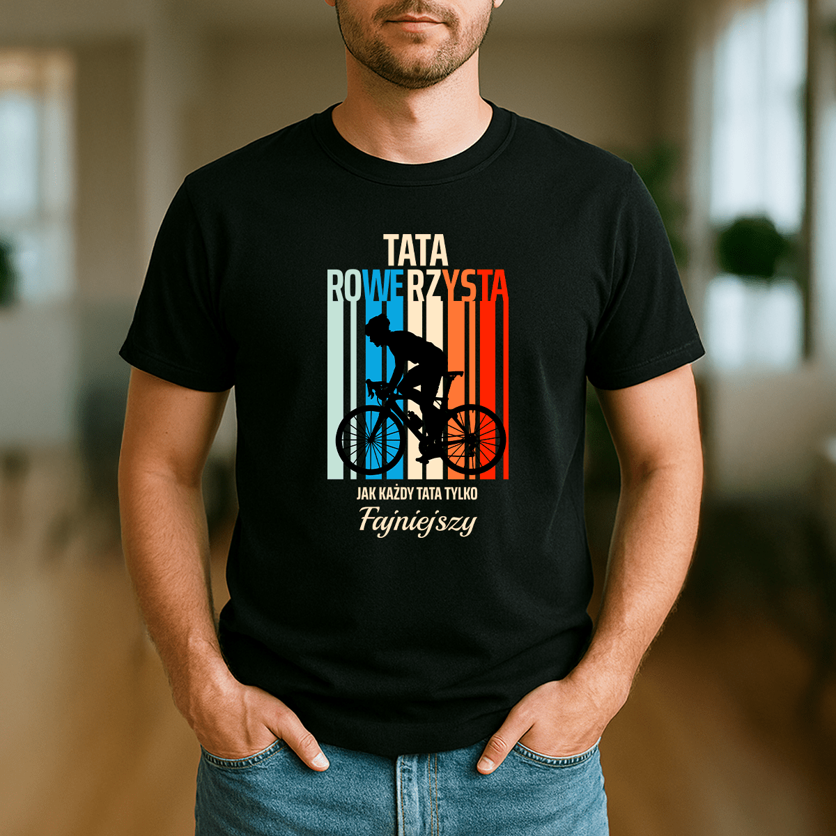 Tata rowerzysta - koszulka z nadrukiem dla taty - Emmygift.pl