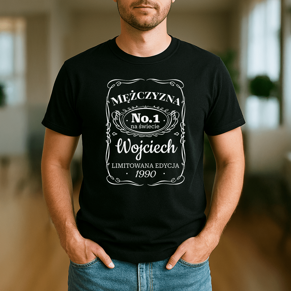 Mężczyzna No. 1 na świecie - koszulka z nadrukiem dla niego - Emmygift.pl