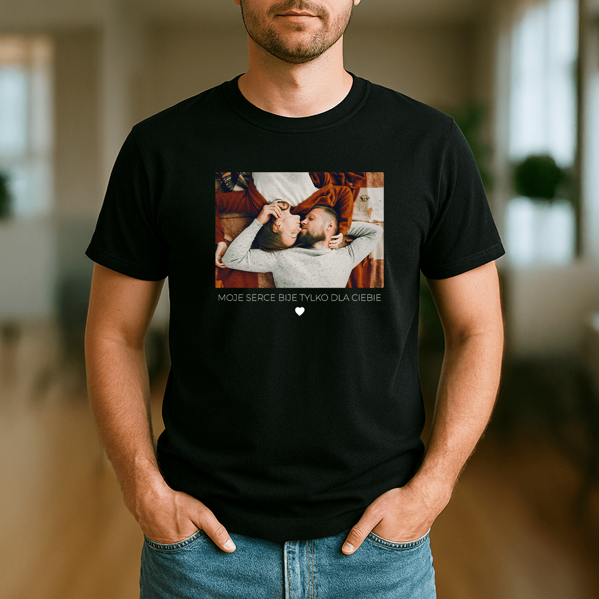 Moje serce bije tylko dla Ciebie - koszulka z nadrukiem dla niego - Emmygift.pl