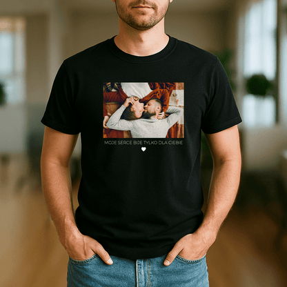 Moje serce bije tylko dla Ciebie - koszulka z nadrukiem dla niego - Emmygift.pl