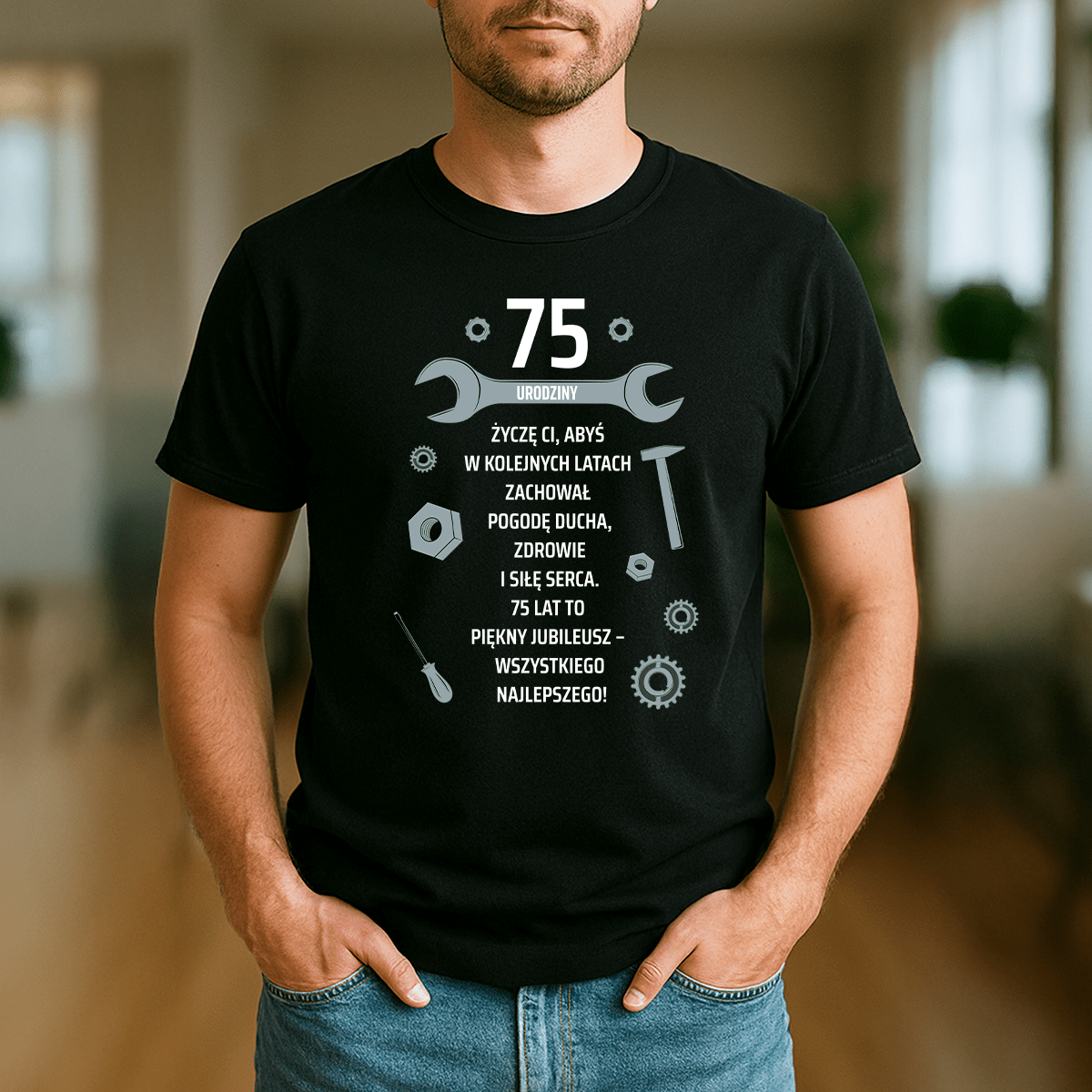 75 urodziny - koszulka z nadrukiem dla dziadka - Emmygift.pl