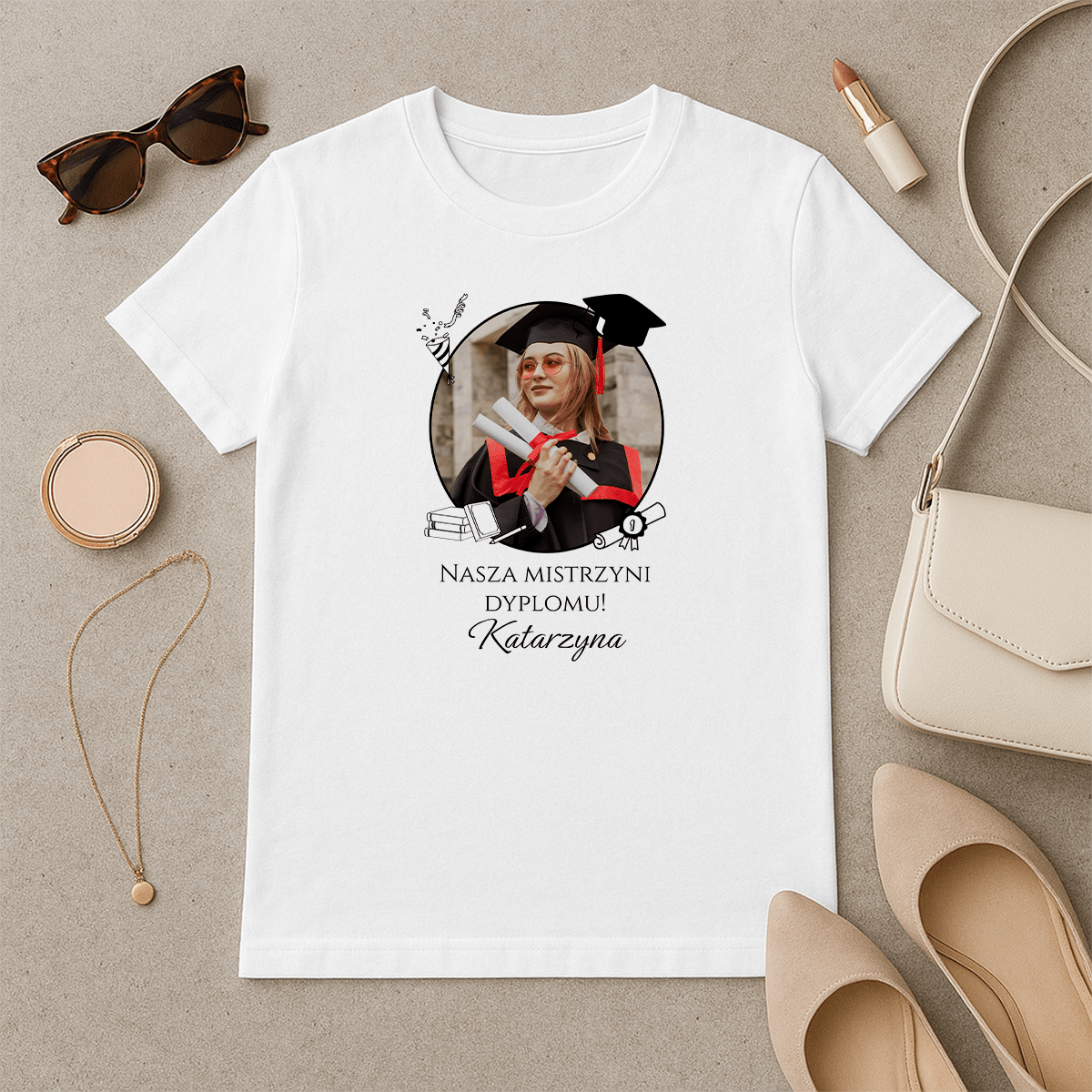 Obrona dyplomu - koszulka z nadrukiem dla niej - Emmygift.pl