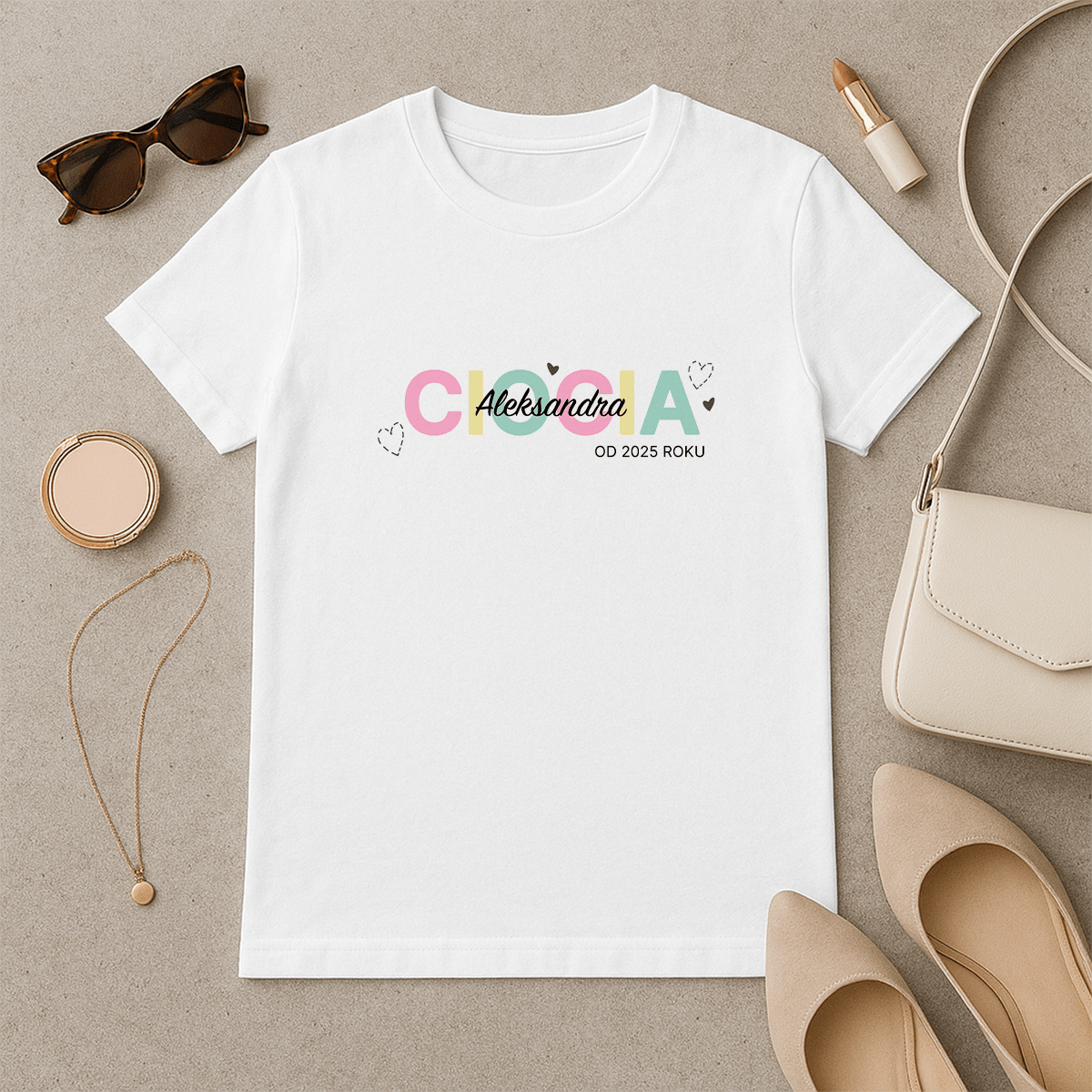 Napis ciocia + imię - koszulka z nadrukiem dla cioci - Emmygift.pl