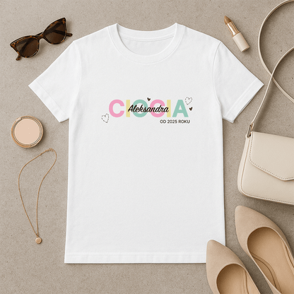 Napis ciocia + imię - koszulka z nadrukiem dla cioci - Emmygift.pl