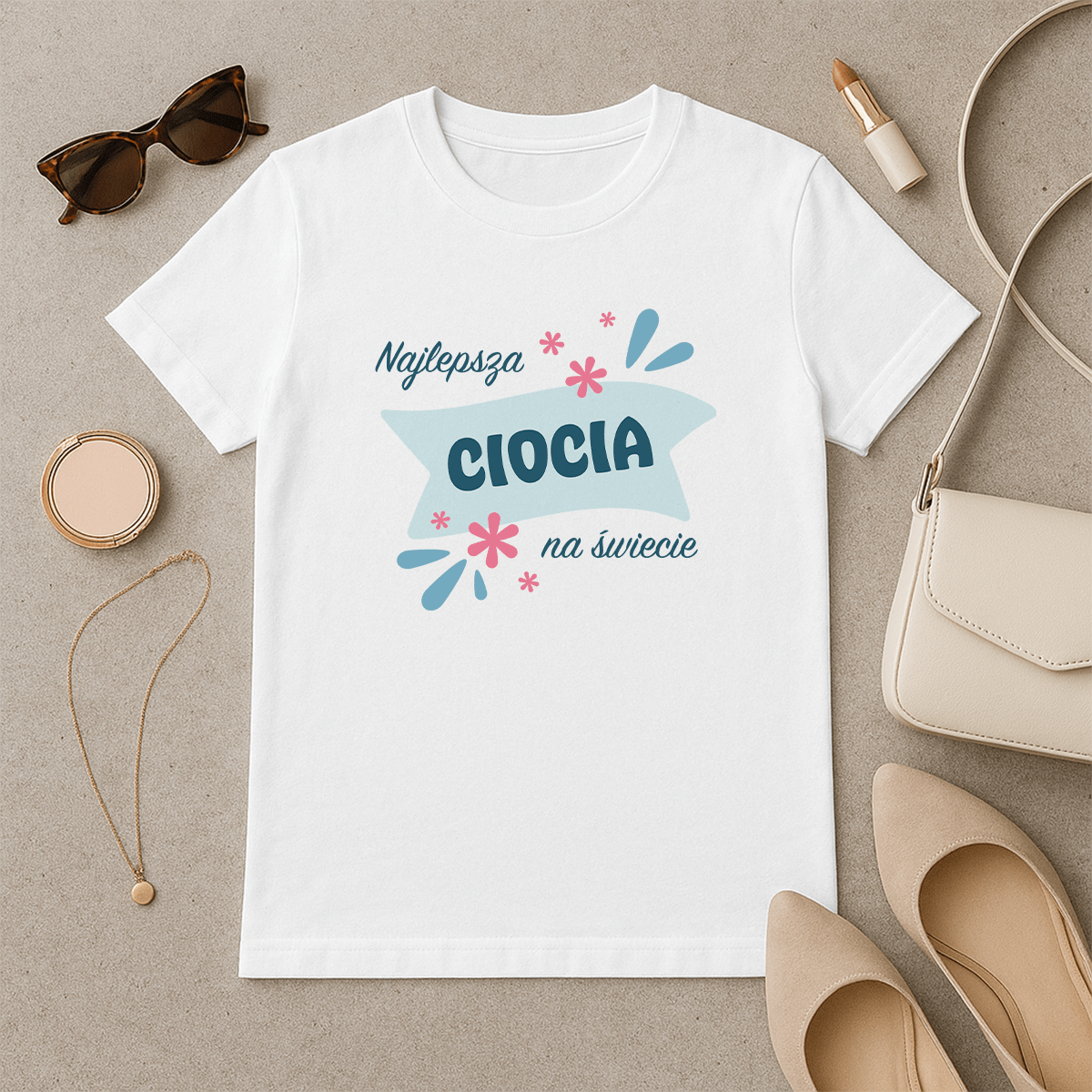 Najlepsza ciocia na świecie - koszulka z nadrukiem dla cioci - Emmygift.pl