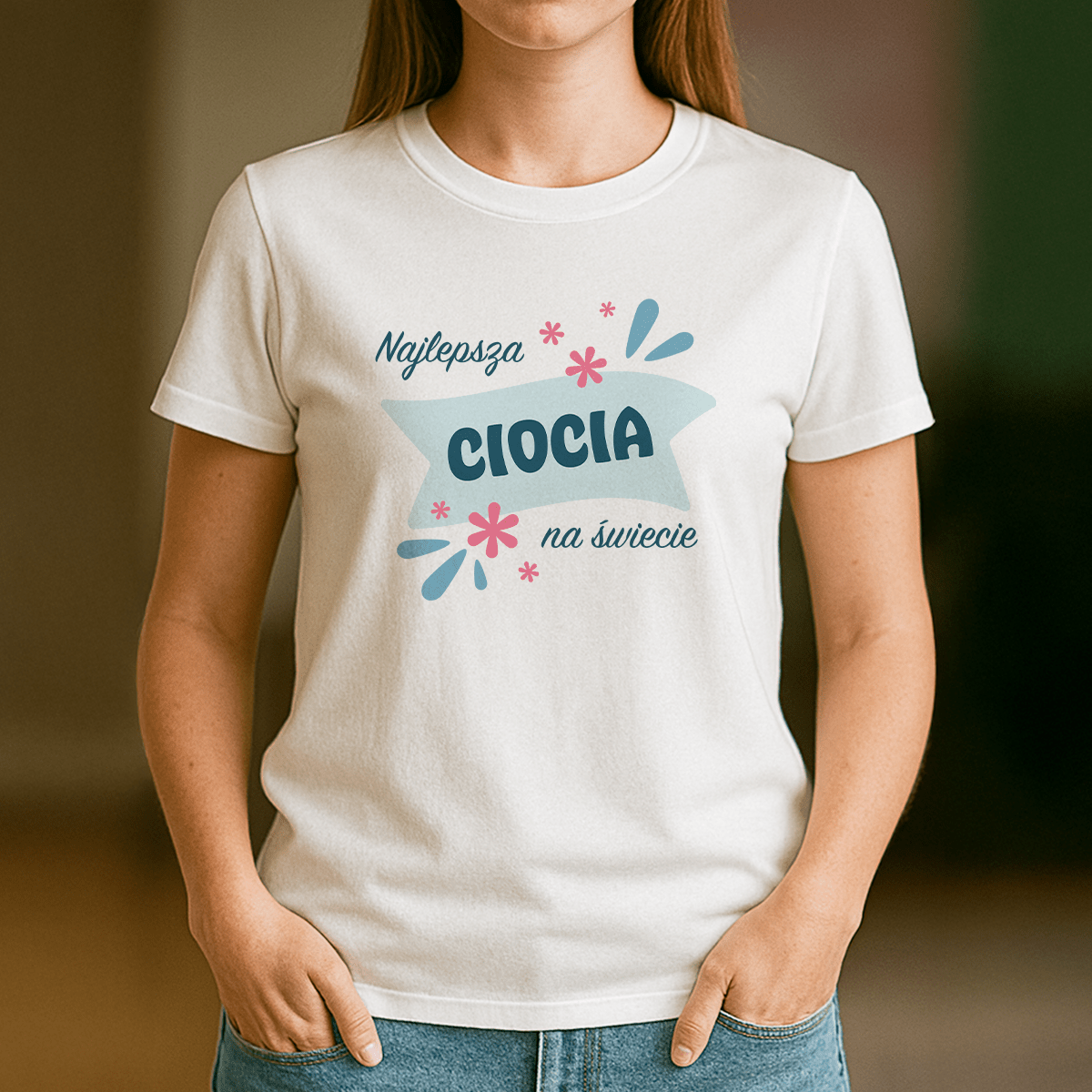 Najlepsza ciocia na świecie - koszulka z nadrukiem dla cioci - Emmygift.pl