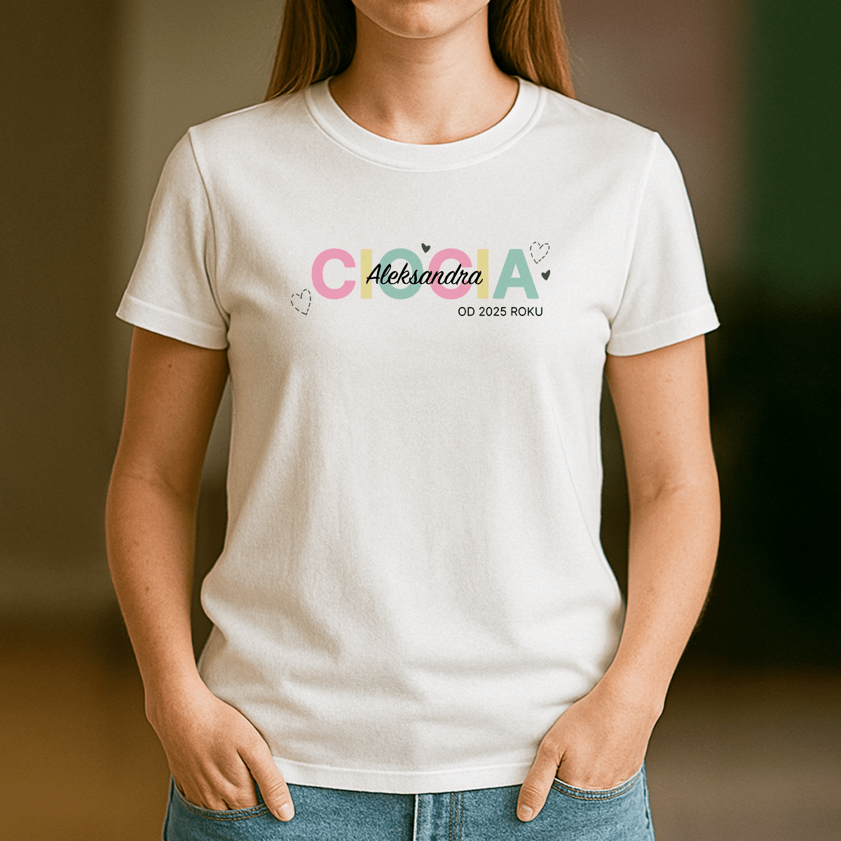Napis ciocia + imię - koszulka z nadrukiem dla cioci - Emmygift.pl
