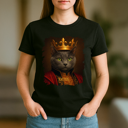 Kot w roli króla - koszulka damska z nadrukiem dla miłośnika kotów