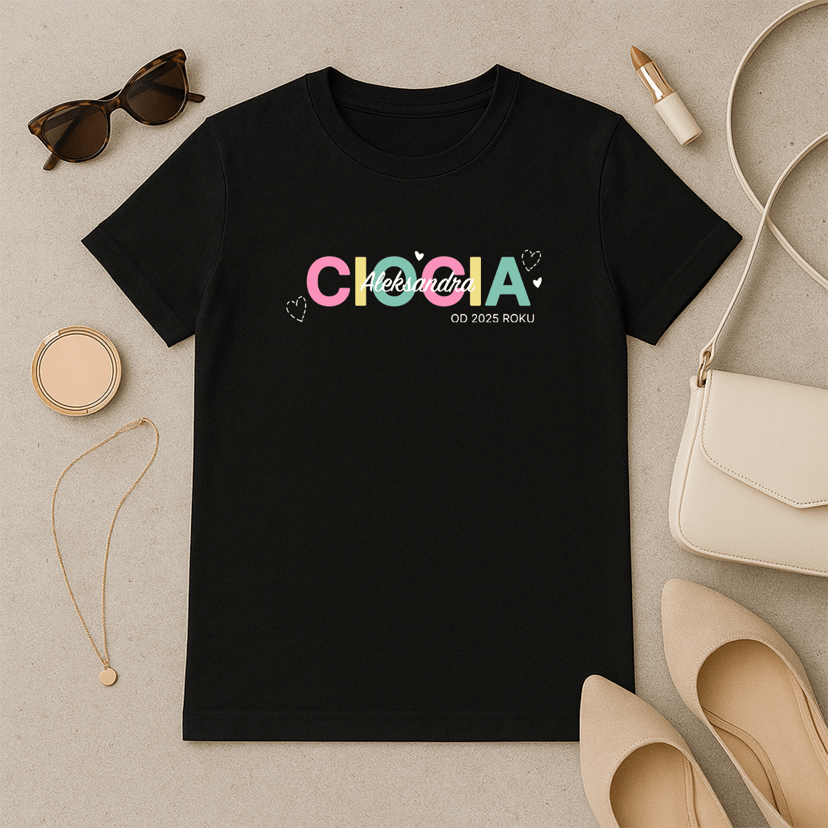 Napis ciocia + imię - koszulka z nadrukiem dla cioci - Emmygift.pl
