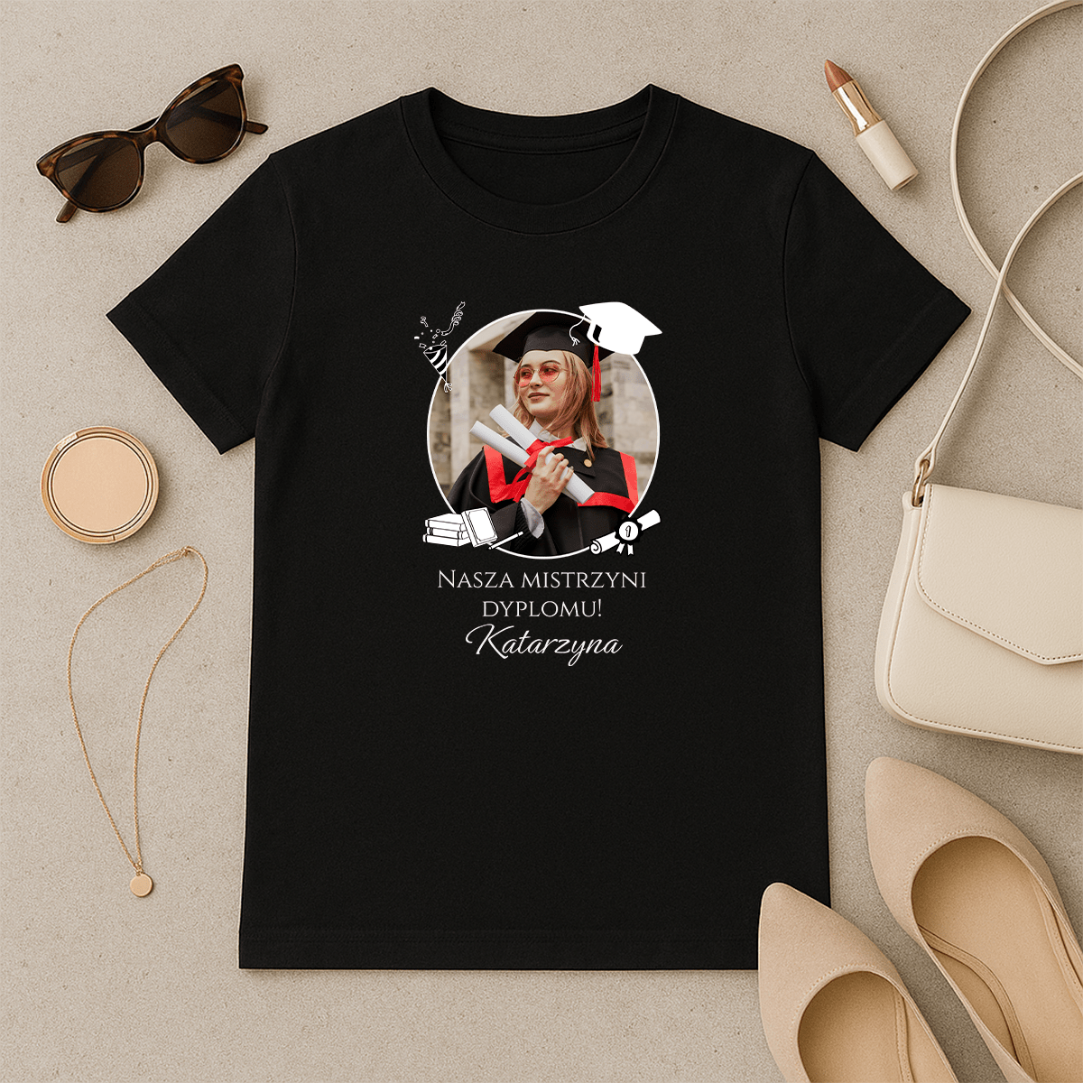 Obrona dyplomu - koszulka z nadrukiem dla niej - Emmygift.pl