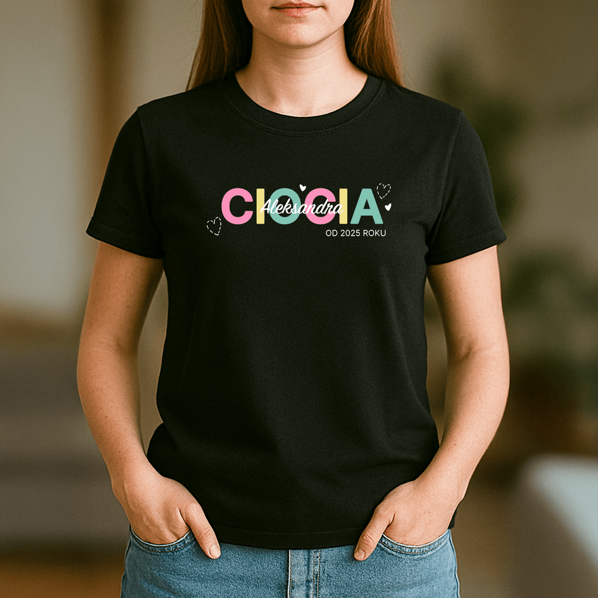 Napis ciocia + imię - koszulka z nadrukiem dla cioci - Emmygift.pl