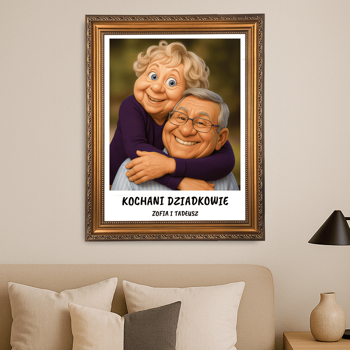 Babcia i dziadek w stylu jak z animacji 3D - portret na płótnie dla dziadków - Emmygift.pl
